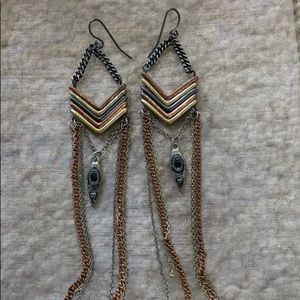Copper chain earrings w/ charm